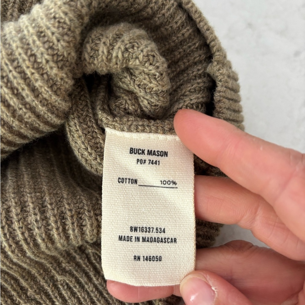 Buck Mason Ribbed Sweater Tank Taupe Cotton Knit High Neck Small - Picture 10 of 10